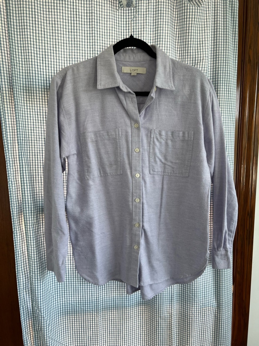 LOFT Women’s Light Blue Button-Down Casual Shirt